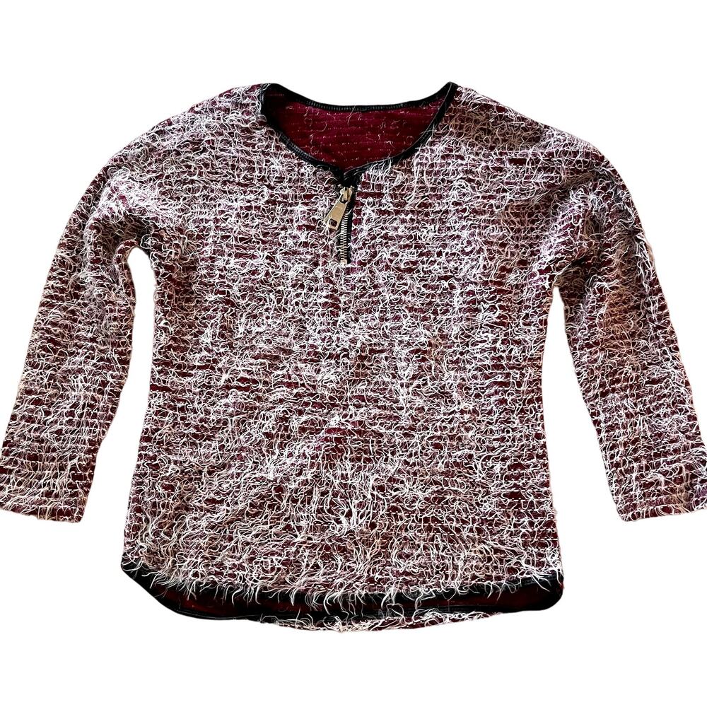 Made in Italy Acrylic Blend Pullover Quarter Zip Maroon Sweater Size Small Med